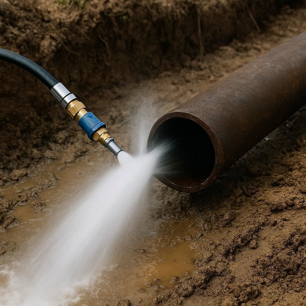 Гидродинамическая прочистка водопроводных труб в Петродворце