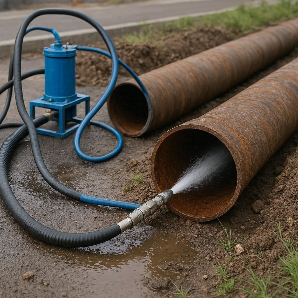Гидродинамическая прочистка водопроводных труб в Петродворце